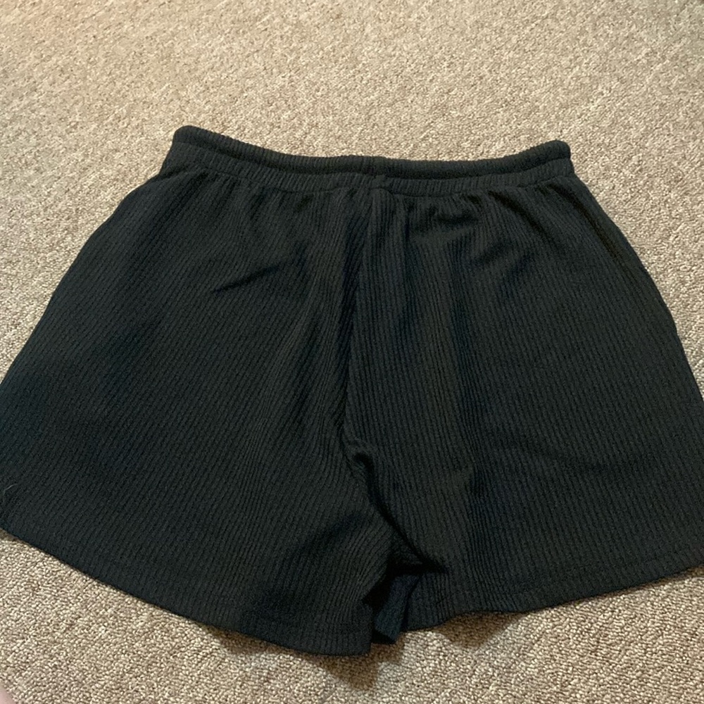 Silk & Salt Black Ribbed Shorts with Drawstring Waist - Picture 9 of 14